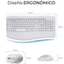 SUBBLIM Combo Dual Prowave SUBKBC-DCOPW1 - Teclado y Ratón Ergonómicos Inalámbricos Recargables, Español QWERTY, Bluetooth 5.3 y USB, Multidispositivo, Blanco